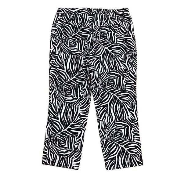 JONES NEW YORK SPORT Size 14 Women's Pants Cropped Relaxed Fit Black White Print - Picture 4 of 8